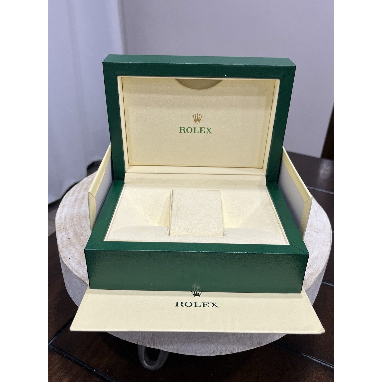 Official Rolex Green Wave Watch Box Oyster M 3913904 Cream Outer Sleeve Cushion